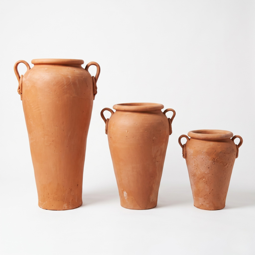 Handcrafted, Unglazed Terracotta Boukali Cretan jar