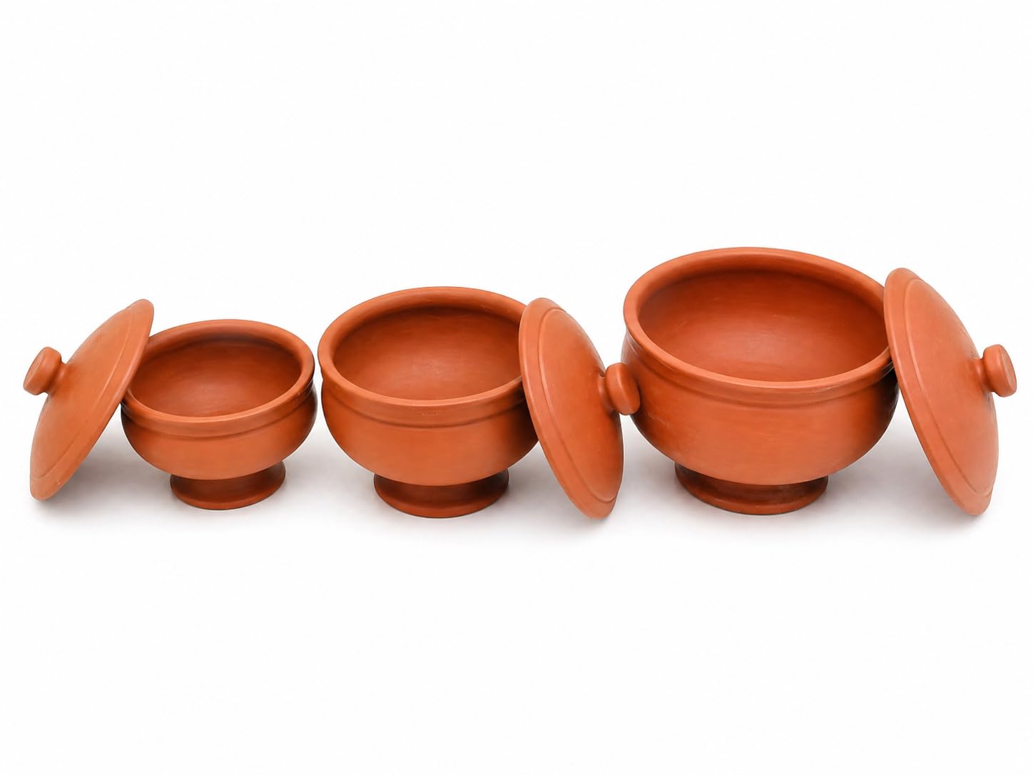 Handmade Terracotta Clay Pot Set with Lid