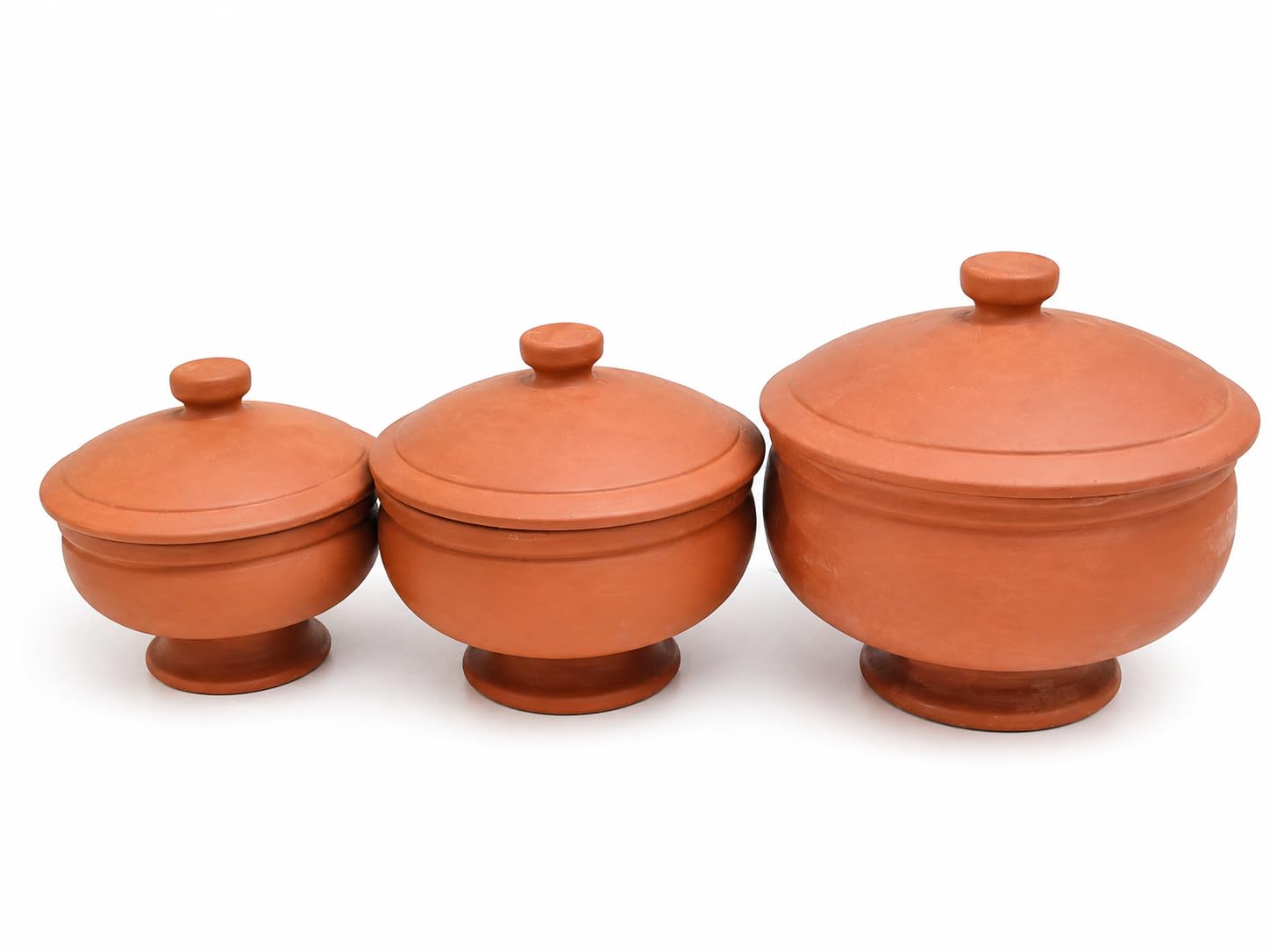 Handmade Terracotta Clay Pot Set with Lid
