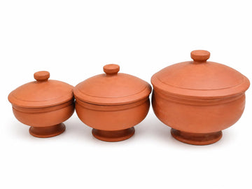 Handmade Terracotta Clay Pot Set with Lid