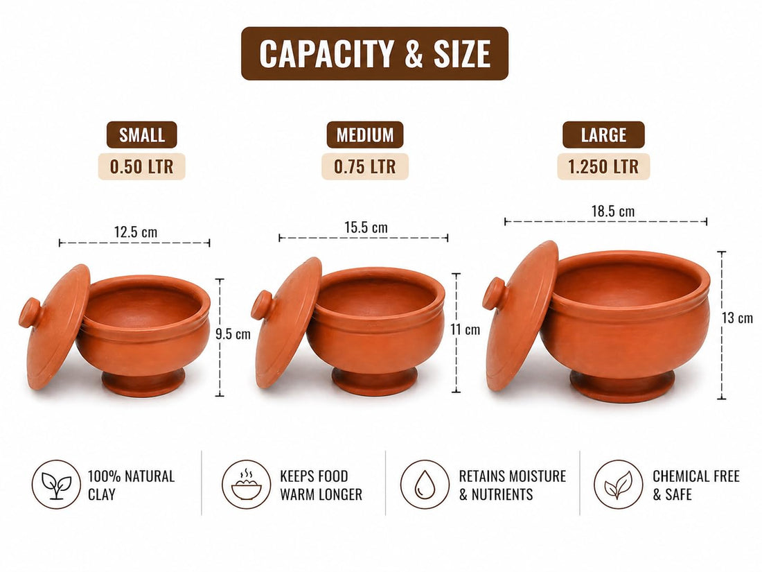 Handmade Terracotta Clay Pot Set with Lid