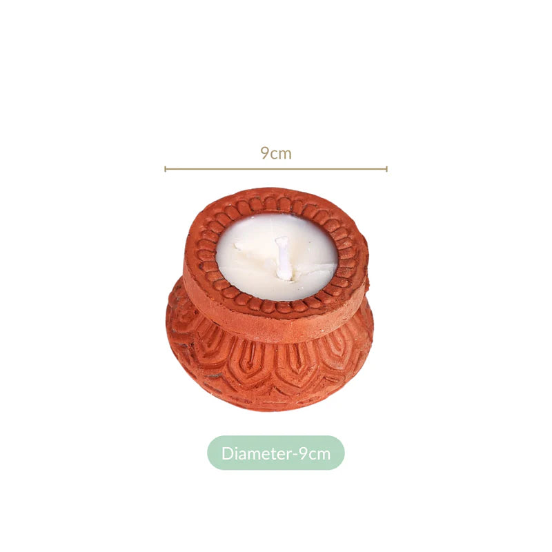 Terracotta Matki Engraved Diyas
