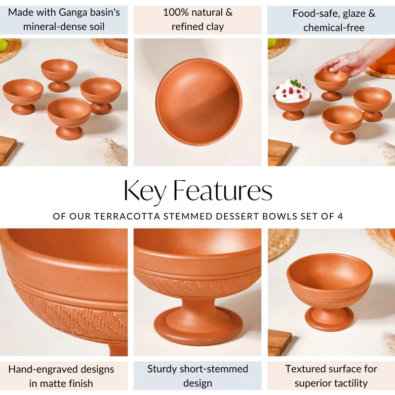 Terracotta Dessert Bowls Set Of 4 150ml