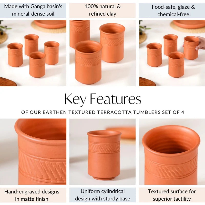 Textured Terracotta Tumblers Set Of 4 300ml