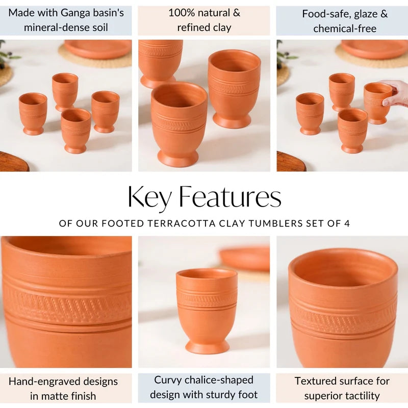Terracotta Clay Tumblers Set Of 4 200ml