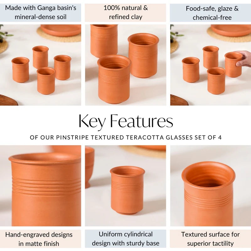 Textured Terracotta Glasses Set Of 4 200ml