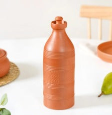 Cylindrical Terracotta Water Bottle with Terracotta Lid 1000 ml