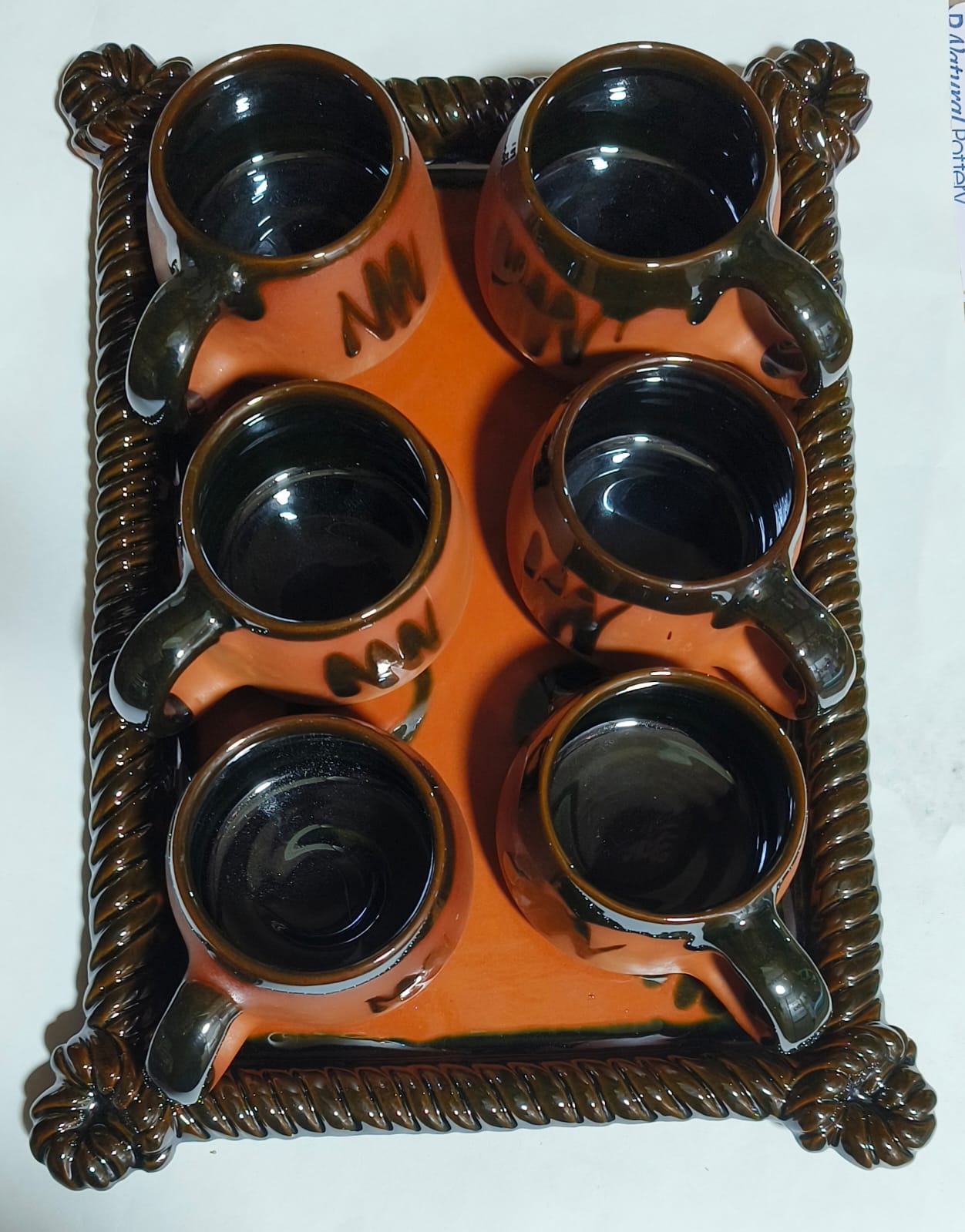 Terracotta Ceramic cup Set with Tray