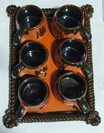 Terracotta Ceramic cup Set with Tray