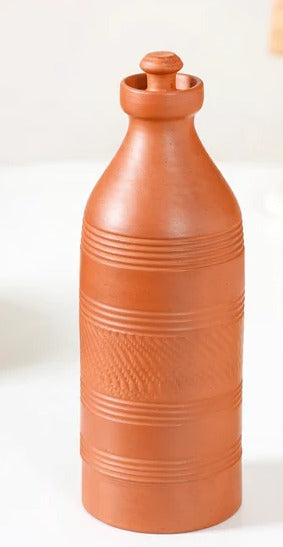 Cylindrical Terracotta Water Bottle with Terracotta Lid 1000 ml