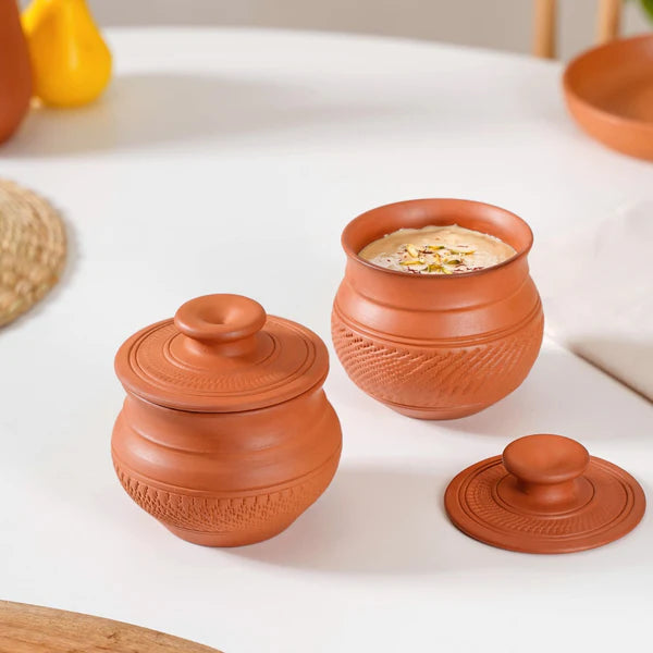 Terracotta Pot With Lid Set Of 2 650ml
