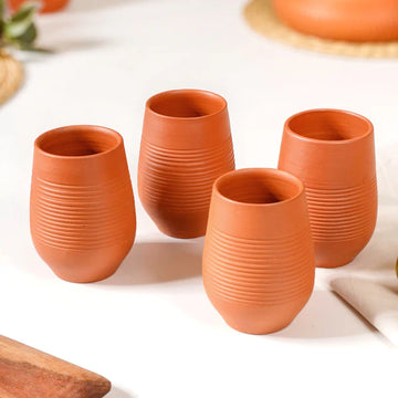 Textured Terracotta Tumblers Set Of 4 400ml