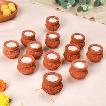 Terracotta Matki Engraved Diyas