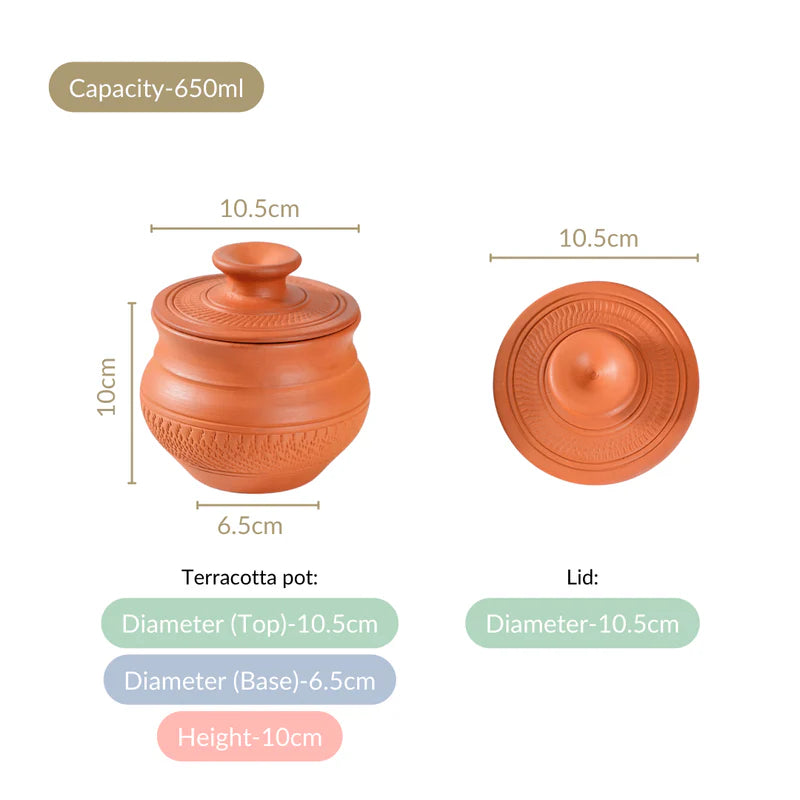 Terracotta Pot With Lid Set Of 2 650ml