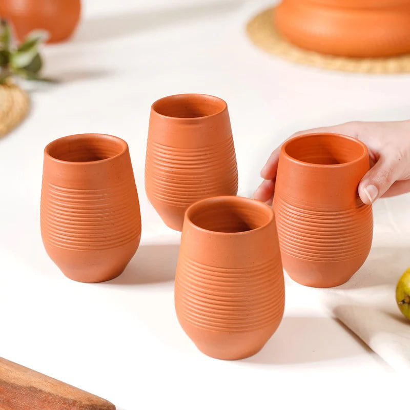 Textured Terracotta Tumblers Set Of 4 400ml