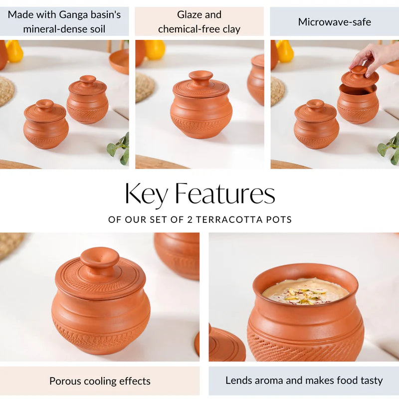 Terracotta Pot With Lid Set Of 2 650ml