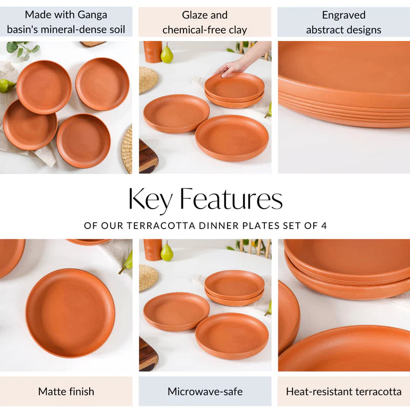 Terracotta Dinner Plates Set Of 4 9 Inch