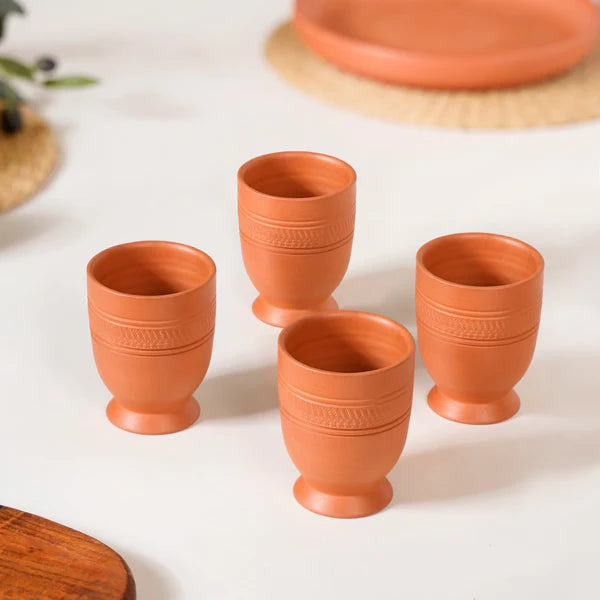 Terracotta Clay Tumblers Set Of 4 200ml