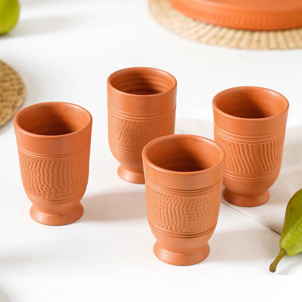 Terracotta Clay Tumblers Set Of 4 300ml