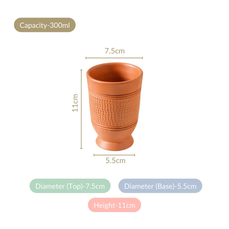 Terracotta Clay Tumblers Set Of 4 300ml