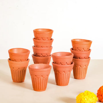 TERRACOTTA GLASS TEA CUP SET OF 15