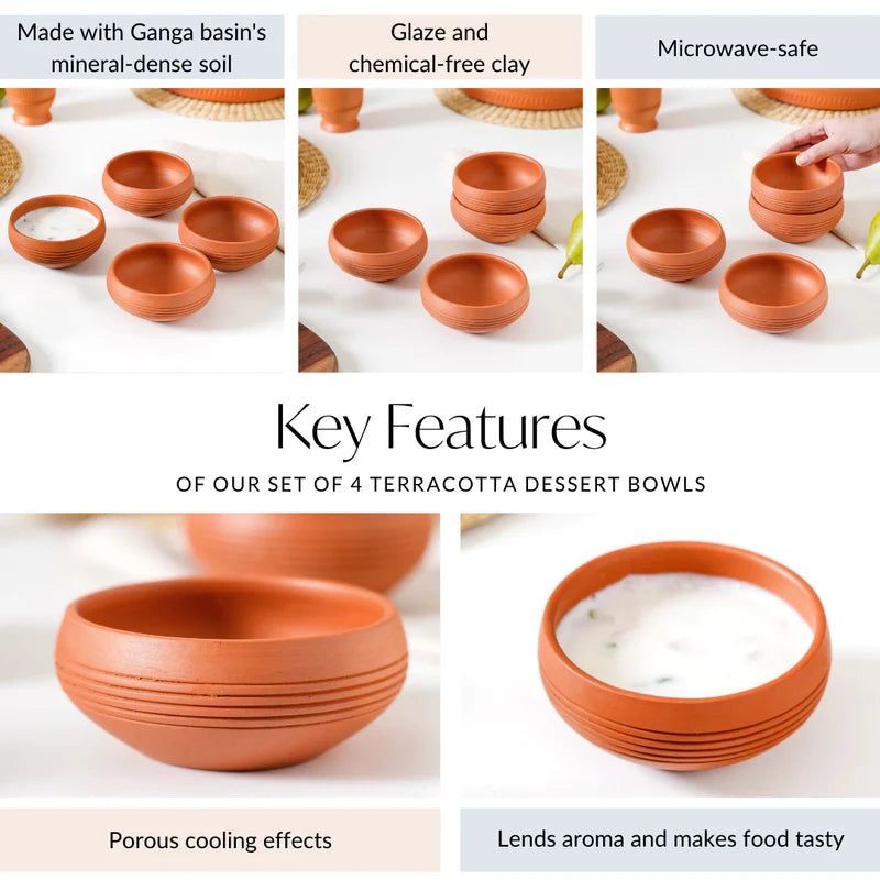 Engraved Terracotta Dessert Bowls  250ml