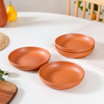 Set Of 4 Terracotta Snack Plates 7 Inch