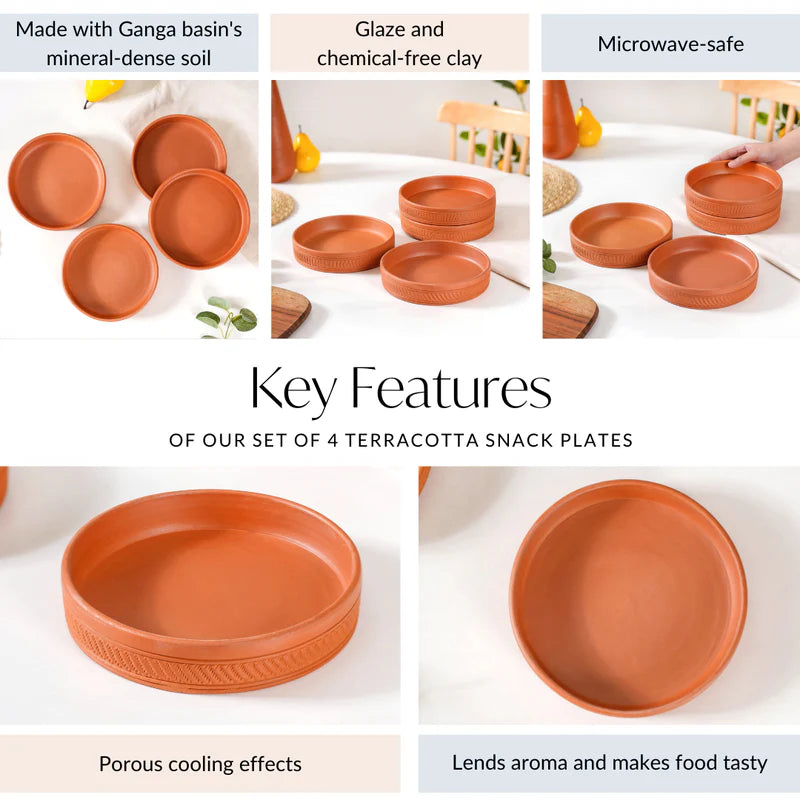 Terracotta Deep Dish Snack Plates 7 Inch Set Of 4