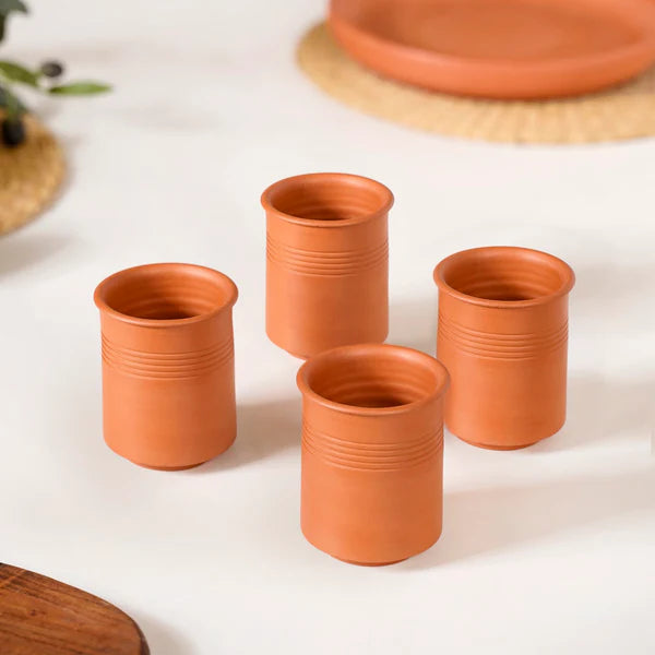 Textured Terracotta Glasses Set Of 4 200ml